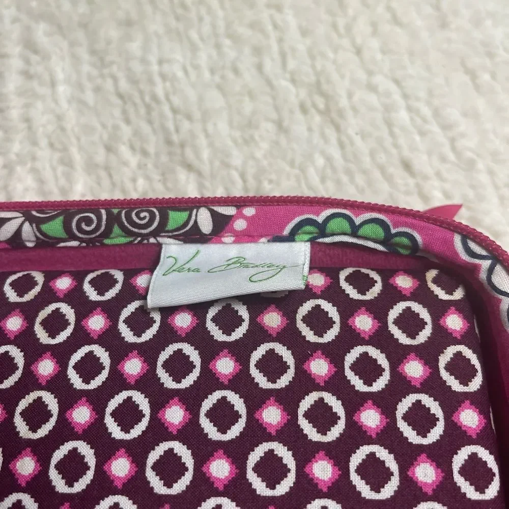 Vera Bradley Pink Cupcake Hard Shell Laptop Travel Bag Quilted Fabric.